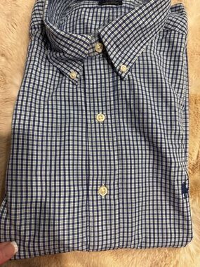 New Large Blake Ralph Lauren Blue and White Gingham Button-Down Shirt
